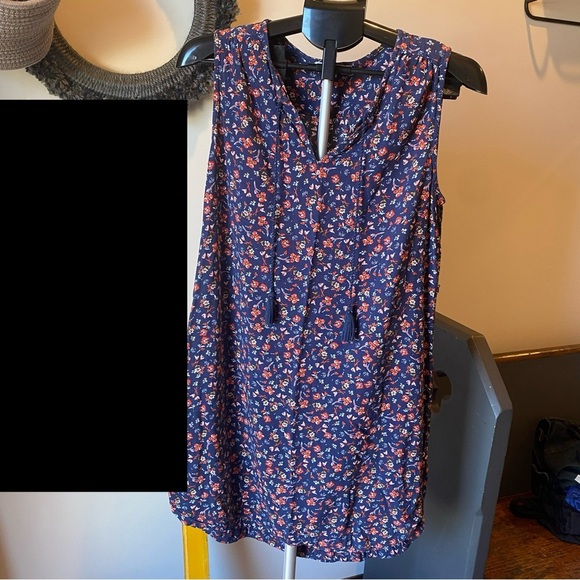 Floral Blue Sleeveless Dress - Picture 3 of 5